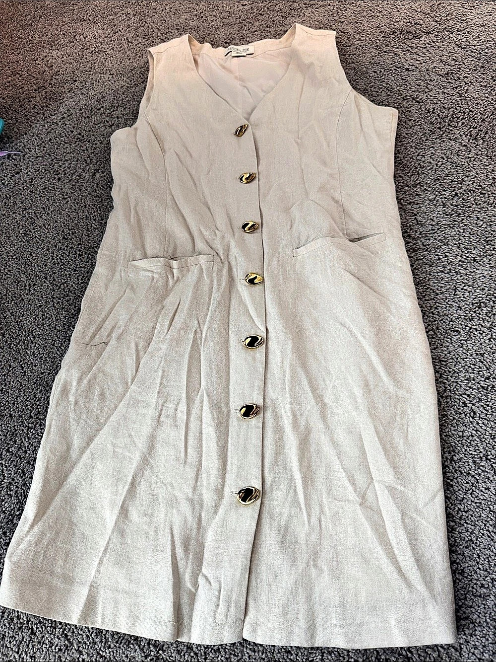 Rachel Zoe Linen-Blend Button-Front Mini Vest Dress White US 4